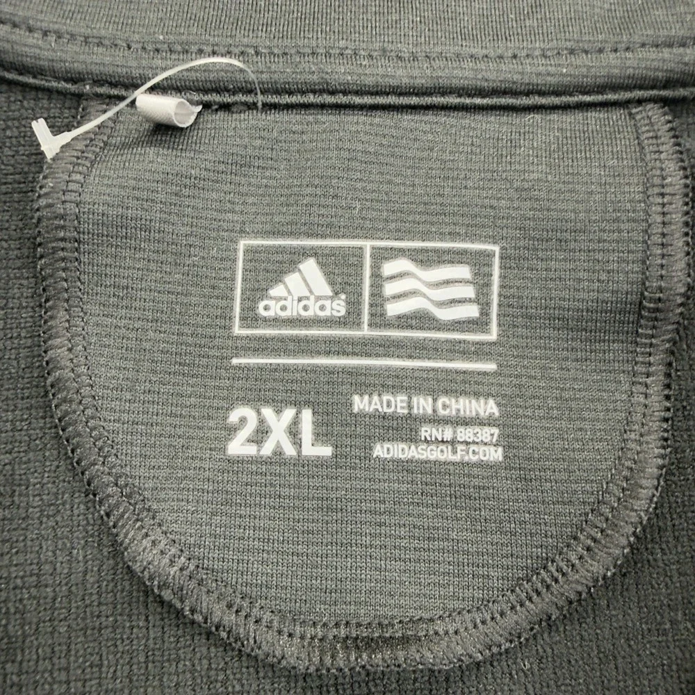 Adidas Golf 3-Stripes 1/4 Zip Pullover Mens 2XL Black White Performance Wicking
